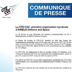 La CFE-CGC, première organisation syndicale d’AIRBUS Defence and Space