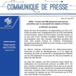 INTEL : 10 mois d’un PSE douloureux mais devenu prometteur pour la sauvegarde des emplois en France : la CFE-CGC s’en félicite
