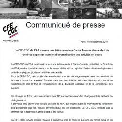 La CFE-CGC de PSA adresse une lettre ouverte à Carlos Tavarès demandant de revoir sa copie sur le projet d’externalisation des activités en cours