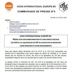 Goss International Europe BV 46ème jour sans rémunération et sans droits sociaux les ags et le liquidateur de gif en incapacité de respecter leurs missions et leurs engagements