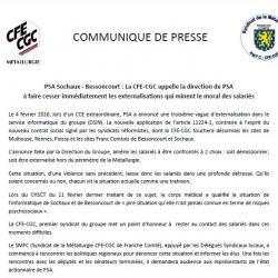PSA Sochaux - Bessoncourt : La CFE-CGC appelle la direction de PSA à faire cesser immédiatement les externalisations qui minent le moral des salariés