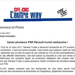 Après plusieurs PSE Renault trucks embauche !