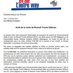 Arrêt de la vente de Renault Trucks Défense
