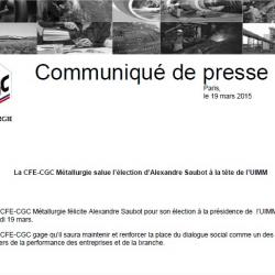 La CFE-CGC Métallurgie salue l’élection d’Alexandre Saubot à la tête de l’UIMM