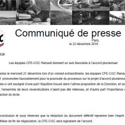 Les équipes CFE-CGC Renault donnent un avis favorable à l’accord pluriannuel