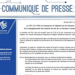 La CFE-CGC PSA à la manœuvre et vigilante sur les mesures d’accompagnements des salariés du site de La Garenne-Colombes