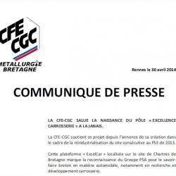 La CFE-CGC salue la naissane du pôle « Excellence carosserie » à la Janais