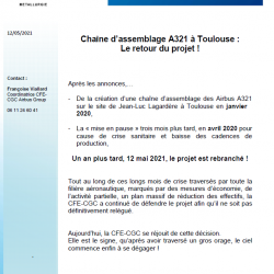 Chaîne d’assemblage A321 à Toulouse : le retour du projet !